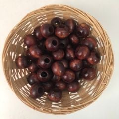 Ahşap Kahverengi Boncuk Geniş Delikli 16 mm 50 g