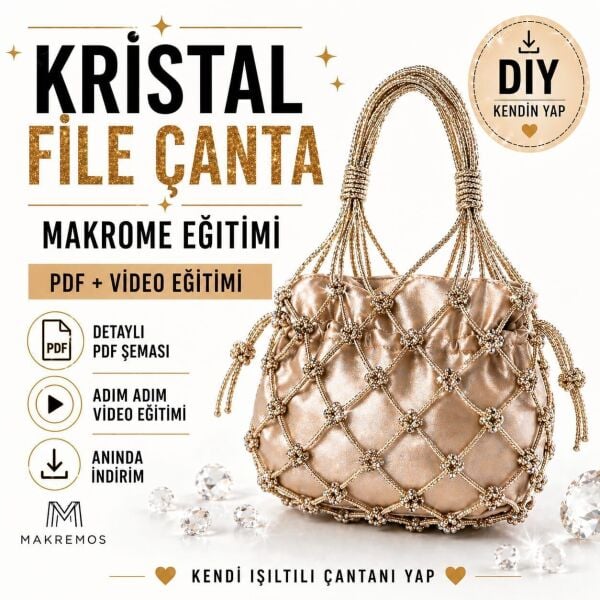 Kristal Taşlı File Çanta Workshop (Videolu Eğitim)